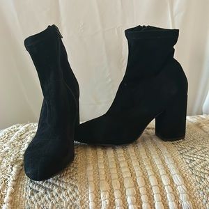 Black suede sock booties